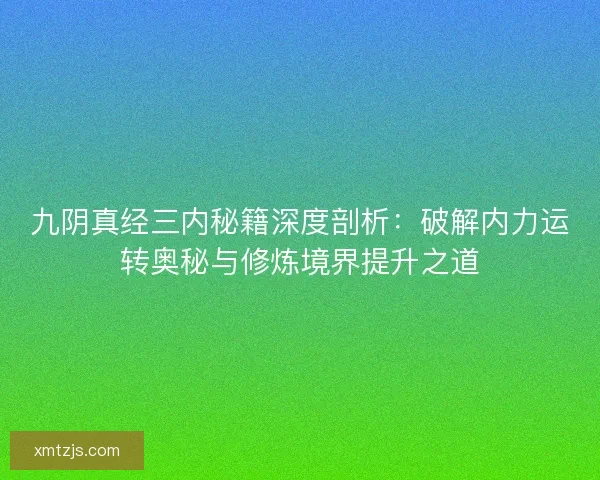 九阴真经三内秘籍深度剖析：破解内力运转奥秘与修炼境界提升之道