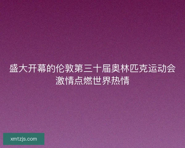 盛大开幕的伦敦第三十届奥林匹克运动会激情点燃世界热情